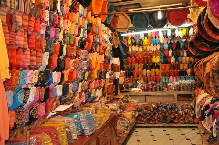 un negozio di pelletteria a Souk di Marrakech
